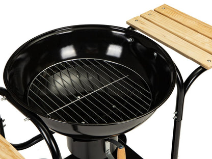 Gratar de Gradina cu Capac King Grill idealStore, Constructie Metalica Stabila, Mare Cromat 40 cm, Suport pentru Cenusa, Roti Incorporate, Sistem de Reglare al Temperaturii, Perfect pentru Terasa sau Gradina