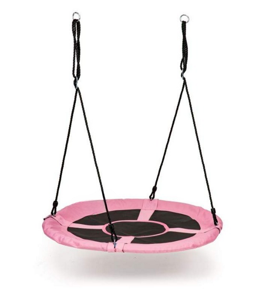 Leagan pentru copii profesional idealStore Stork's Nest, tip Cuib, Sarcina maxima 150 Kg, Diametru 95 cm, Cadru Otel, Roz