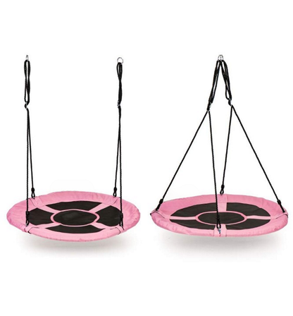 Leagan pentru copii profesional idealStore Stork's Nest, tip Cuib, Sarcina maxima 150 Kg, Diametru 95 cm, Cadru Otel, Roz