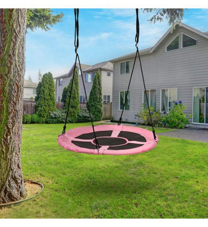 Leagan pentru copii profesional idealStore Stork's Nest, tip Cuib, Sarcina maxima 150 Kg, Diametru 95 cm, Cadru Otel, Roz