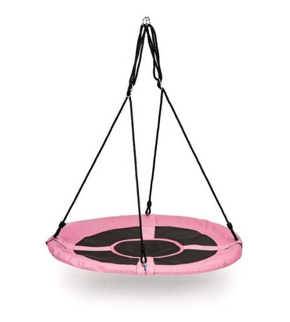 Leagan pentru copii profesional idealStore Stork's Nest, tip Cuib, Sarcina maxima 150 Kg, Diametru 95 cm, Cadru Otel, Roz