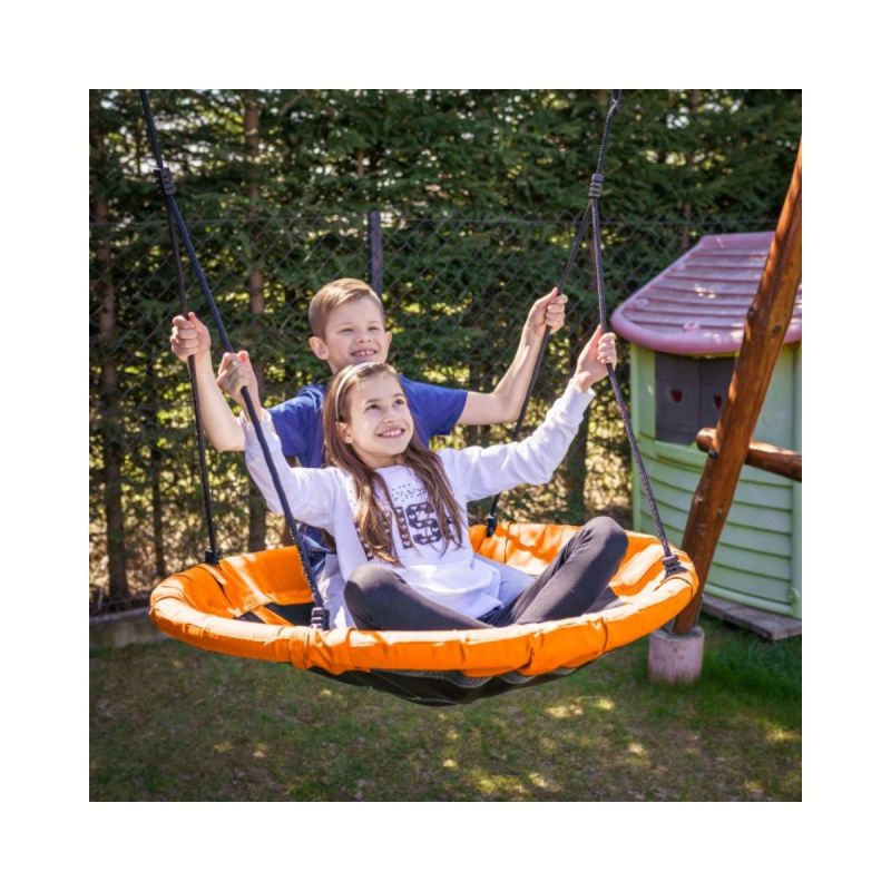 Leagan pentru copii profesional idealStore Stork's Nest, tip Cuib, Sarcina maxima 150 Kg, Diametru 95 cm, Cadru Otel, Portocaliu
