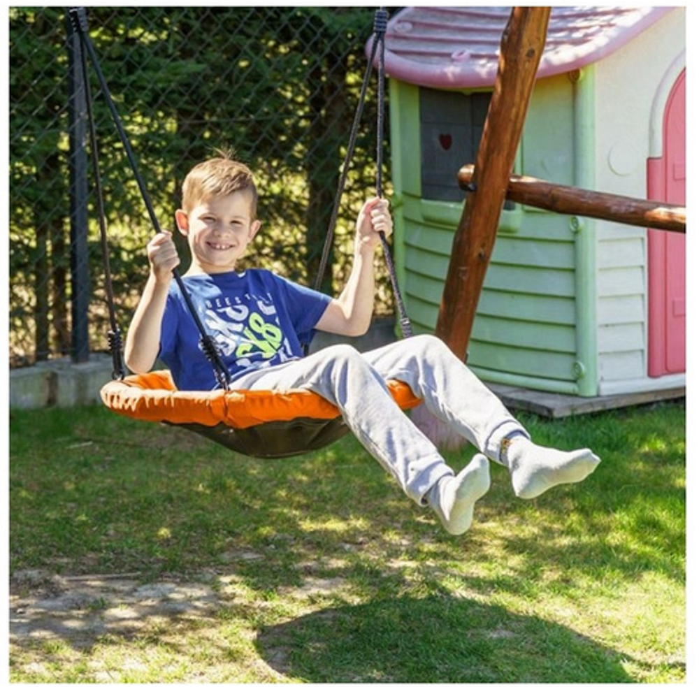 Leagan pentru copii profesional idealStore Stork's Nest, tip Cuib, Sarcina maxima 150 Kg, Diametru 95 cm, Cadru Otel, Portocaliu