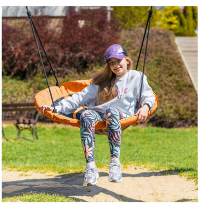 Leagan pentru copii profesional idealStore Stork's Nest, tip Cuib, Sarcina maxima 150 Kg, Diametru 95 cm, Cadru Otel, Portocaliu