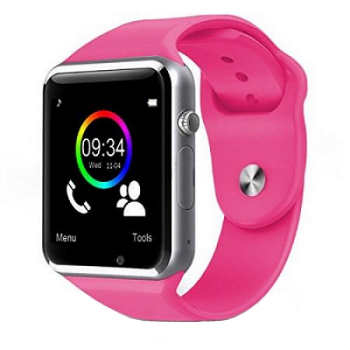 Ceas Smartwatch 2in1 cu functie de Telefon Ideal 10, Modul Apelare prin BlueTooth, Notificari Apeluri si Mesaje, Inregistrare Voce, Camera 1.3 Mpx, Protectie Antizgarieturi, Facebook, Whatsapp, Bratara Silicon Sport, Culoare Roz