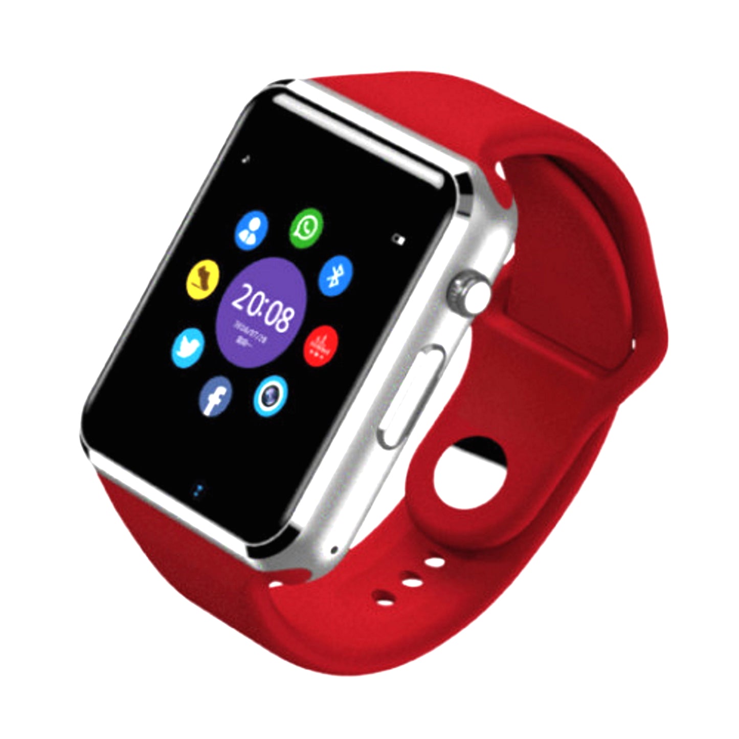 Ceas Smartwatch 2in1 cu functie de Telefon Ideal 10, Modul Apelare prin BlueTooth, Notificari Apeluri si Mesaje, Inregistrare Voce, Camera 1.3 Mpx, Protectie Antizgarieturi, Facebook, Whatsapp, Bratara Silicon Sport, Culoare Rosu