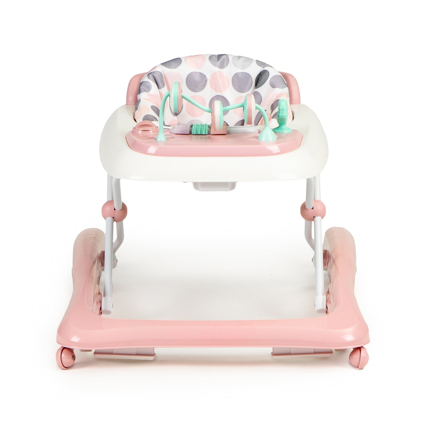 Premergator 2in1 idealStore ProfyWalker, 3 Trepte de Inaltime, Pliabil, Panou Interactiv, Roti Silicon, Scaun Moale, Siguranta Anticadere, Roz