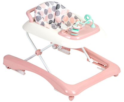 Premergator 2in1 idealStore ProfyWalker, 3 Trepte de Inaltime, Pliabil, Panou Interactiv, Roti Silicon, Scaun Moale, Siguranta Anticadere, Roz