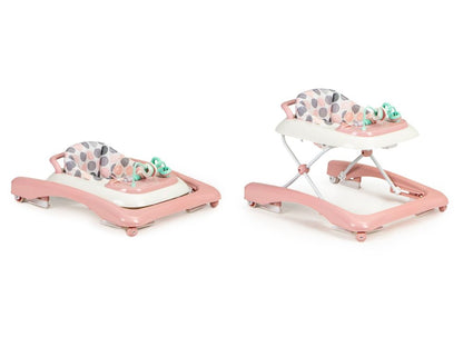 Premergator 2in1 idealStore ProfyWalker, 3 Trepte de Inaltime, Pliabil, Panou Interactiv, Roti Silicon, Scaun Moale, Siguranta Anticadere, Roz