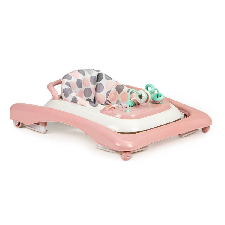 Premergator 2in1 idealStore ProfyWalker, 3 Trepte de Inaltime, Pliabil, Panou Interactiv, Roti Silicon, Scaun Moale, Siguranta Anticadere, Roz