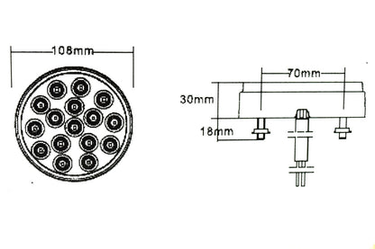 Lampa SMD 6004-1 lumina rosie 12V-24V rezistenta la apa