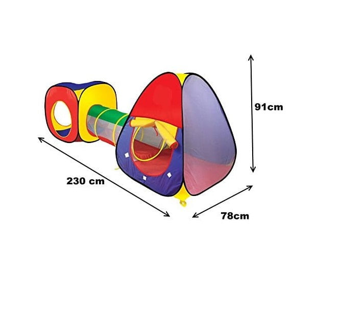Cort de joaca pentru copii idealSTORE JUNIOR PLAY SPACE, Dimensiuni 230 x 78 x 91 cm, Include un cort patrat, tunel si un cort iglu
