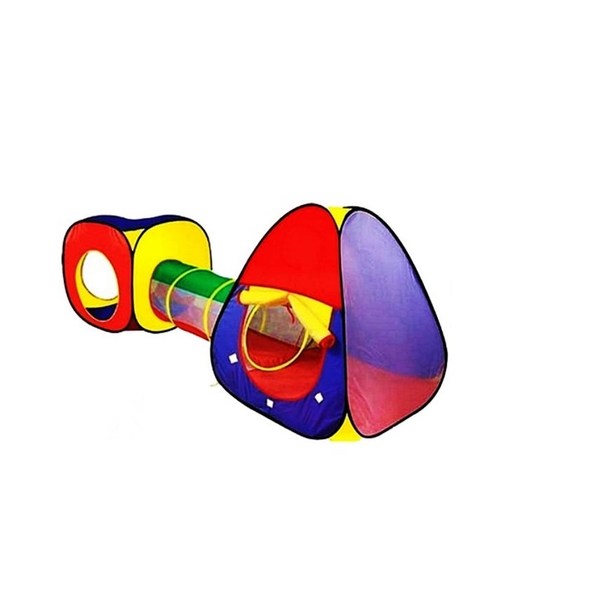 Cort de joaca pentru copii idealSTORE JUNIOR PLAY SPACE, Dimensiuni 230 x 78 x 91 cm, Include un cort patrat, tunel si un cort iglu