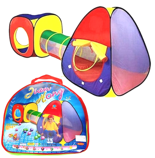Cort de joaca pentru copii idealSTORE JUNIOR PLAY SPACE, Dimensiuni 230 x 78 x 91 cm, Include un cort patrat, tunel si un cort iglu