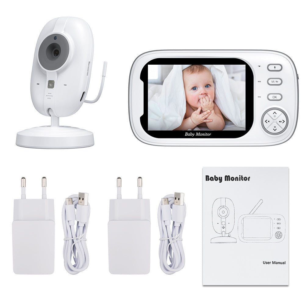 Sistem monitorizare Video si Audio pentru Bebelusi Little Baby IdealStore, Ecran HD de 3.5 inch, Monitorizare temperatura, 8 Cantece de leagan, Raza mare de actiune pana la 200m, Memento pentru alaptare, Posibilitatea de a vorbi cu copilul