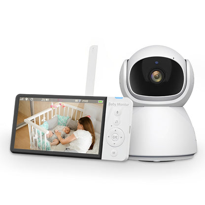 Baby Monitor IdealStore, Rotire Verticala si Orizontala, Suporta card 32 GB, Night Vision Auto, Ecran HD de 5 inch, Raza Actiune 300 m, Senzor Temperatura Ambientala, Comunicare intre cele 2 dispozitive, Sunet Clar, Cantece de Leagan, Alarma lipsa Semnal
