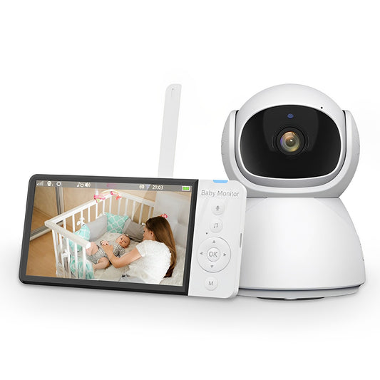 Baby Monitor IdealStore, Rotire Verticala si Orizontala, Suporta card 32 GB, Night Vision Auto, Ecran HD de 5 inch, Raza Actiune 300 m, Senzor Temperatura Ambientala, Comunicare intre cele 2 dispozitive, Sunet Clar, Cantece de Leagan, Alarma lipsa Semnal