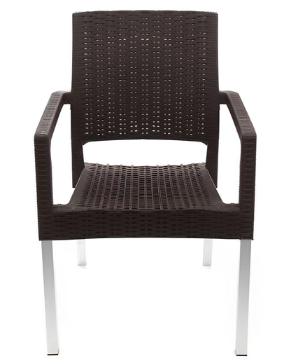 Scaun de Gradina, Terasa, idealSTORE, Structura Metalica, Polietilena, Dimensiuni 57 x 57 x 87 cm, Impletitura naturala din Ratan, Rezistent la Actiunea Factorilor Atmosferici Nocivi si a Razelor UV, Culoare Maro