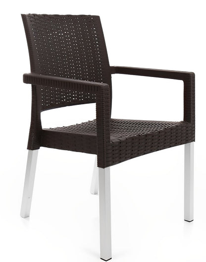 Scaun de Gradina, Terasa, idealSTORE, Structura Metalica, Polietilena, Dimensiuni 57 x 57 x 87 cm, Impletitura naturala din Ratan, Rezistent la Actiunea Factorilor Atmosferici Nocivi si a Razelor UV, Culoare Maro