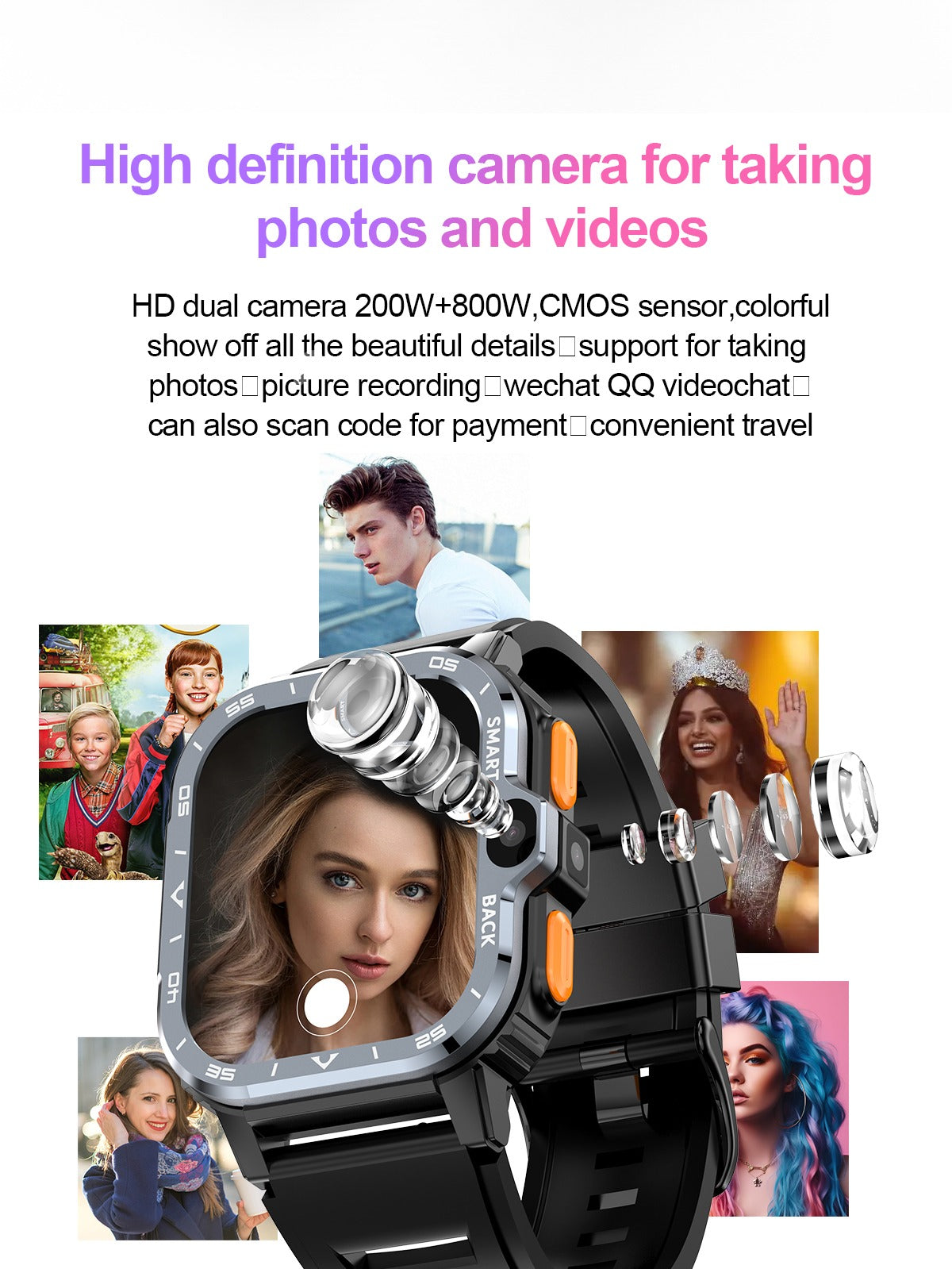 Smartwach idealSTORE ALLinONE, cu SIM, Apel, Navigatie GPS, Camera duala HD, Apel Video, Aplicatii instalate TikTok, Facebook, WhatsApp, Play Store, Chrome, Youtube, Gmail, Memorie 16 GB, mod Multi Sport, NFC