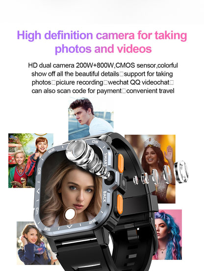 Smartwach idealSTORE ALLinONE, cu SIM, Apel, Navigatie GPS, Camera duala HD, Apel Video, Aplicatii instalate TikTok, Facebook, WhatsApp, Play Store, Chrome, Youtube, Gmail, Memorie 16 GB, mod Multi Sport, NFC