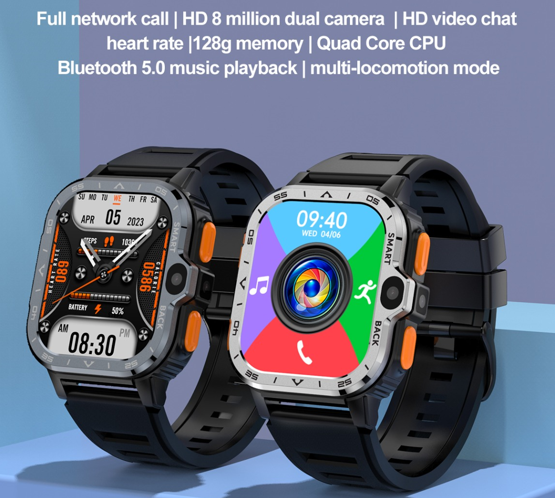 Smartwach idealSTORE ALLinONE, cu SIM, Apel, Navigatie GPS, Camera duala HD, Apel Video, Aplicatii instalate TikTok, Facebook, WhatsApp, Play Store, Chrome, Youtube, Gmail, Memorie 16 GB, mod Multi Sport, NFC