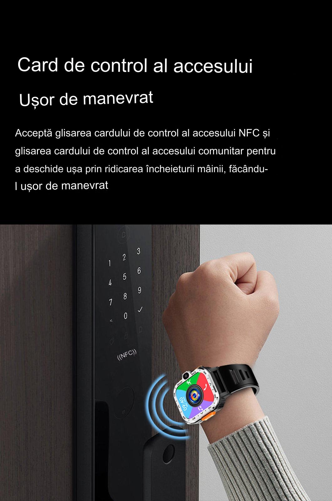 Smartwach idealSTORE ALLinONE, cu SIM, Apel, Navigatie GPS, Camera duala HD, Apel Video, Aplicatii instalate TikTok, Facebook, WhatsApp, Play Store, Chrome, Youtube, Gmail, Memorie 16 GB, mod Multi Sport, NFC