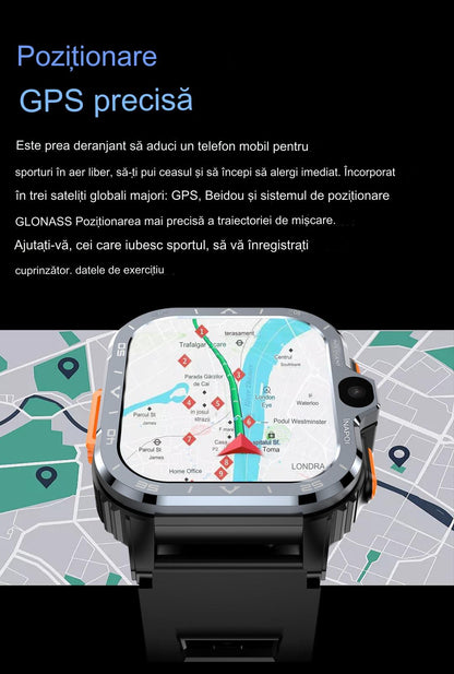 Smartwach idealSTORE ALLinONE, cu SIM, Apel, Navigatie GPS, Camera duala HD, Apel Video, Aplicatii instalate TikTok, Facebook, WhatsApp, Play Store, Chrome, Youtube, Gmail, Memorie 16 GB, mod Multi Sport, NFC