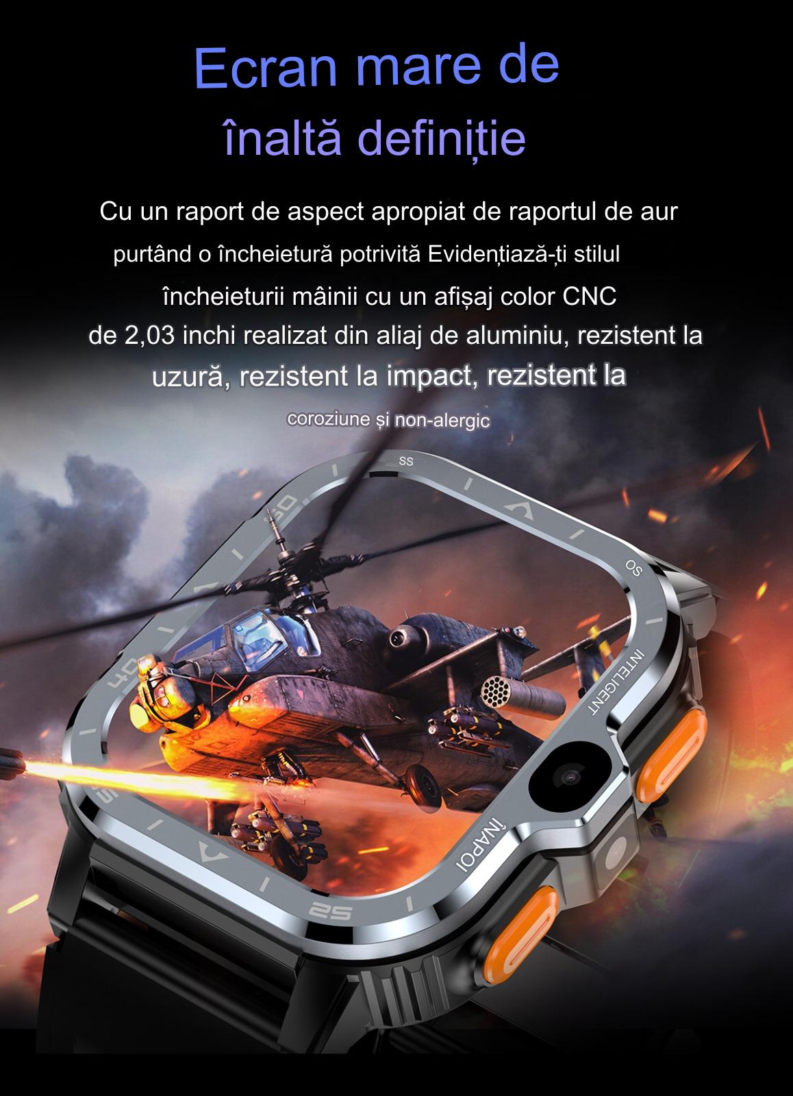 Smartwach idealSTORE ALLinONE, cu SIM, Apel, Navigatie GPS, Camera duala HD, Apel Video, Aplicatii instalate TikTok, Facebook, WhatsApp, Play Store, Chrome, Youtube, Gmail, Memorie 16 GB, mod Multi Sport, NFC