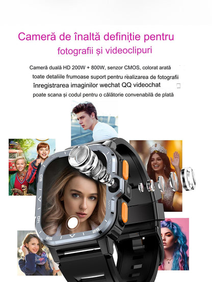 Smartwach idealSTORE ALLinONE, cu SIM, Apel, Navigatie GPS, Camera duala HD, Apel Video, Aplicatii instalate TikTok, Facebook, WhatsApp, Play Store, Chrome, Youtube, Gmail, Memorie 16 GB, mod Multi Sport, NFC