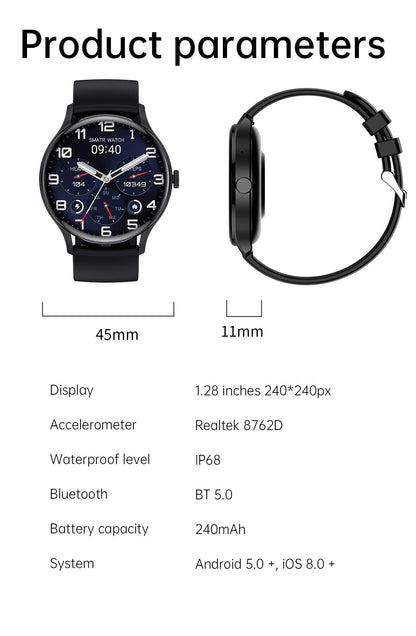 Ceas SmartWatch si Bratara Fitness Avatar Fashion idealSTORE, FULL Touch HD 1.28, Call Asistent vocal, Apelare Bluetooth, NFC Acces Control, Android-iOS, Monitorizarea SpO2, Ritmul cardiac, Somn, Multi-Sport, Long Battery, Black Edition