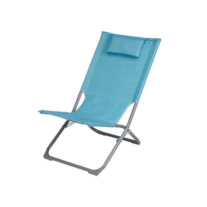 Scaun camping pliabil idealSTORE, Fabricat din otel si poliester, Dimensiuni 79 x 47 x 73 cm, Tetiera inclusa, Ideal pentru plaja si gradina, Culoare albastru