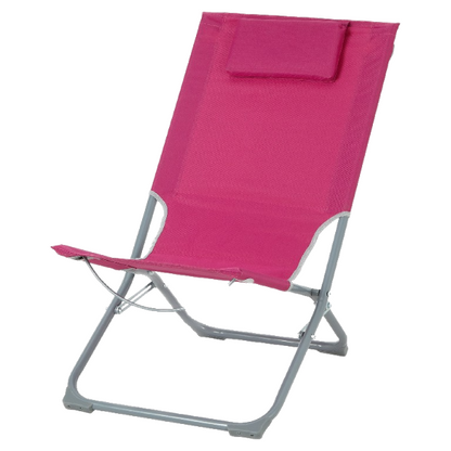Scaun camping pliabil idealSTORE, Fabricat din otel si poliester, Dimensiuni 79 x 47 x 73 cm, Tetiera inclusa, Ideal pentru plaja si gradina