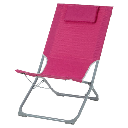 Scaun camping pliabil idealSTORE, Fabricat din otel si poliester, Dimensiuni 79 x 47 x 73 cm, Tetiera inclusa, Ideal pentru plaja si gradina