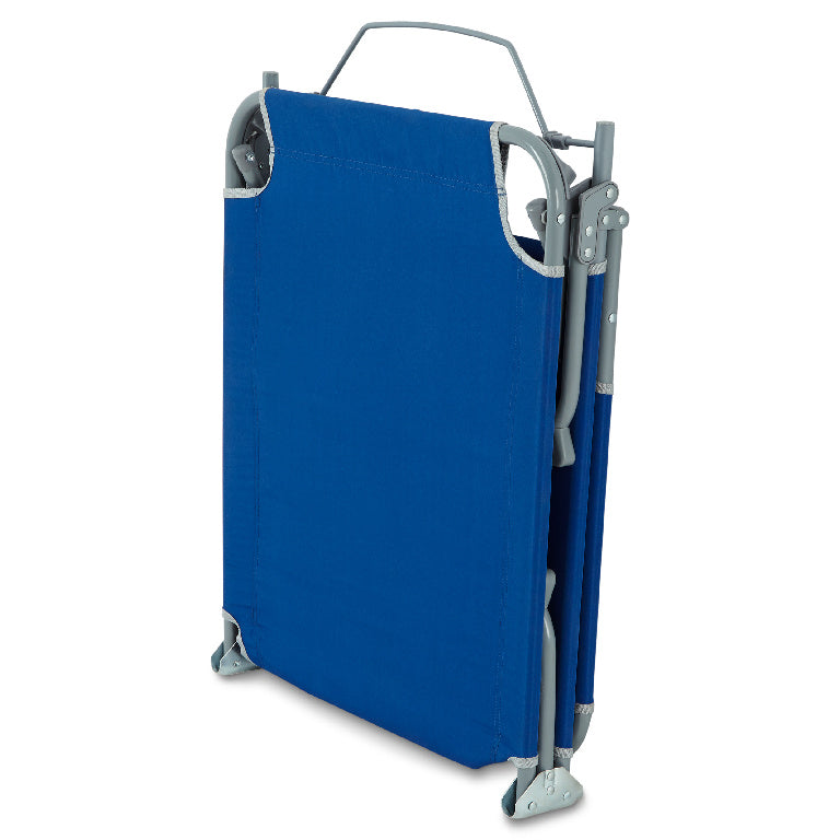 Sezlong pliant idealSTORE, Fabricat din otel si poliester, Dimensiuni 186 x 56 cm, Ideal pentru plaja si gradina, Sarcina maxima 110 kg