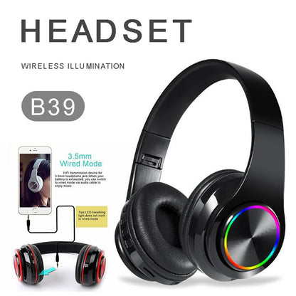 Casti Wireless B39 Collection idealSTORE, Bluetooth 5,0 MP3 Card, Desing modern, Hands-free Call, Raza de actiune 10 m, Compatibil Android, iOS, Windows, HD Voice, Microfon incorporat, Casca pliabila, Culoare Negru