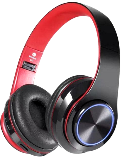 Casti Wireless B39 Collection idealSTORE, Bluetooth 5,0 MP3 Card, Desing modern, Hands-free Call, Raza de actiune 10 m, Compatibil Android, iOS, Windows, HD Voice, Microfon incorporat, Casca pliabila, Culoare Rosu Negru