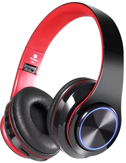 Casti Wireless B39 Collection idealSTORE, Bluetooth 5,0 MP3 Card, Desing modern, Hands-free Call, Raza de actiune 10 m, Compatibil Android, iOS, Windows, HD Voice, Microfon incorporat, Casca pliabila, Culoare Rosu Negru