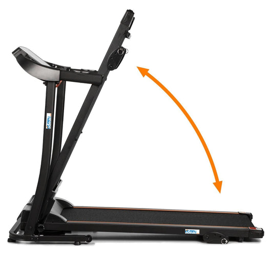 Banda electirca de alergat ProgressiveRun IdealStore, Bluetooth, Suprafata 110 X40 cm, capacitate maxima de pana la 110 KG, 12 programe memorate in computer,1 program manual, Viteza maxima de 12 km/h,3 Nivele de inclinare, Motor de 2 CP, Pliabila