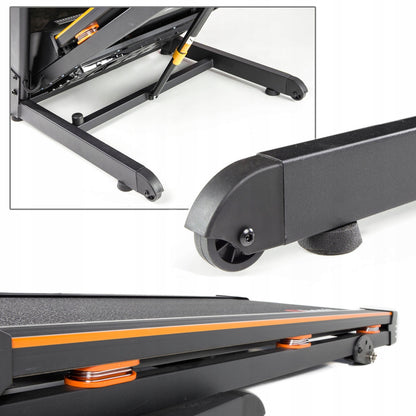 Banda de Alergat Electrica RunFit idealStore, Motor 3 CP, 12 Programe de Antrenament, Functie FAT, Sistem de Amortizare CS, Senzor Ritm Cardiac, Sistem de Inclinare in 3 Trepte, Viteza Max 17km/h, Capacitate Max 130Kg, Pliabila