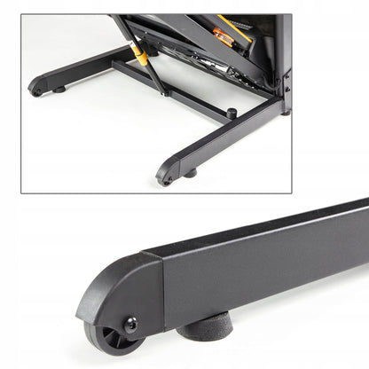 Banda de Alergat Electrica RunFit idealStore, Motor 3 CP, 12 Programe de Antrenament, Functie FAT, Sistem de Amortizare CS, Senzor Ritm Cardiac, Sistem de Inclinare in 3 Trepte, Viteza Max 17km/h, Capacitate Max 130Kg, Pliabila