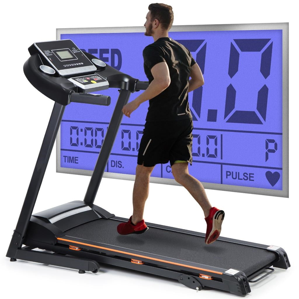 Banda de Alergat Electrica RunFit idealStore, Motor 3 CP, 12 Programe de Antrenament, Functie FAT, Sistem de Amortizare CS, Senzor Ritm Cardiac, Sistem de Inclinare in 3 Trepte, Viteza Max 17km/h, Capacitate Max 130Kg, Pliabila