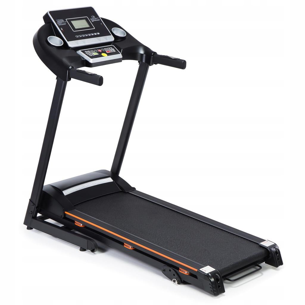 Banda de Alergat Electrica RunFit idealStore, Motor 3 CP, 12 Programe de Antrenament, Functie FAT, Sistem de Amortizare CS, Senzor Ritm Cardiac, Sistem de Inclinare in 3 Trepte, Viteza Max 17km/h, Capacitate Max 130Kg, Pliabila