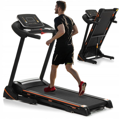 Banda de Alergat Electrica SpeedRun idealStore, Motor 3CP, 12 Programe de Antrenament, Functie FAT, Sistem de Amortizare, Senzor Ritm Cardiac, Sistem de Inclinare in 3 Trepte, Viteza Max 17km/h, Capacitate Max 130Kg, Pliabila