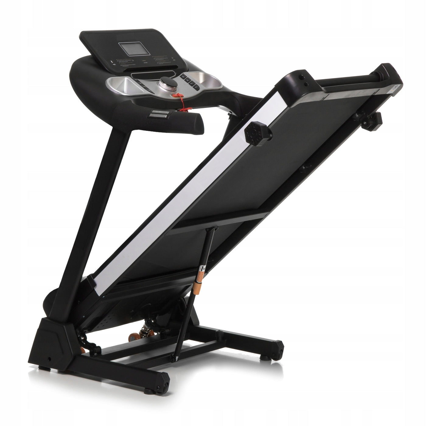 Banda de Alegart Electrica RunFast idealStore, Motor 3.5CP, 12 Programe de Antrenament, Functie FAT, Senzor Ritm Cardic pe Manere, Sistem de Inclinare in 3 Trepte, Viteza Max 18km/h, Capacitate Max 130Kg, Roti Pentru Transport