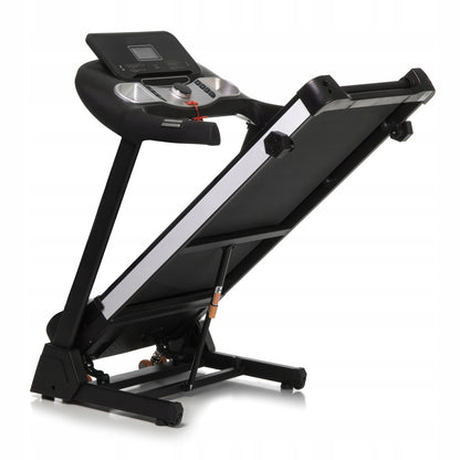 Banda de Alegart Electrica RunFast idealStore, Motor 3.5CP, 12 Programe de Antrenament, Functie FAT, Senzor Ritm Cardic pe Manere, Sistem de Inclinare in 3 Trepte, Viteza Max 18km/h, Capacitate Max 130Kg, Roti Pentru Transport