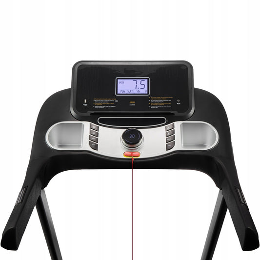 Banda de Alegart Electrica RunFast idealStore, Motor 3.5CP, 12 Programe de Antrenament, Functie FAT, Senzor Ritm Cardic pe Manere, Sistem de Inclinare in 3 Trepte, Viteza Max 18km/h, Capacitate Max 130Kg, Roti Pentru Transport