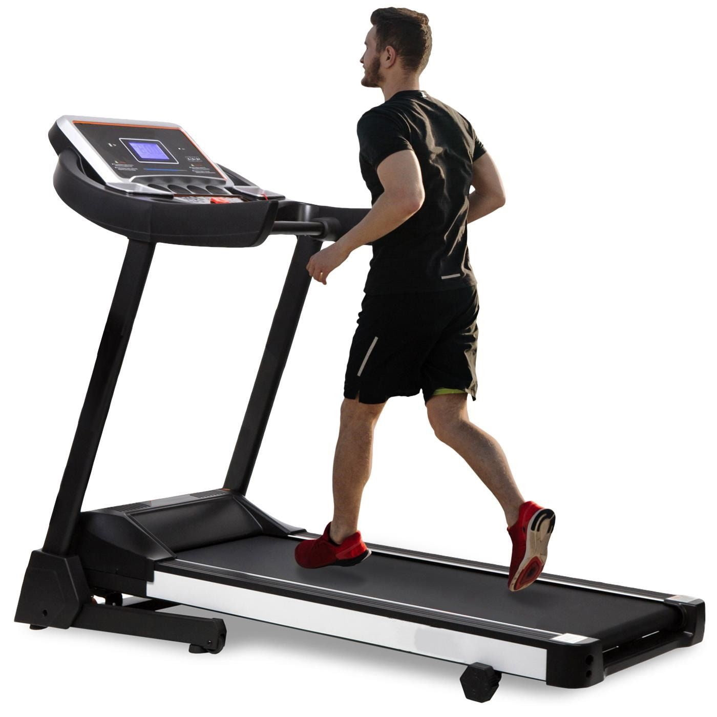 Banda de Alegart Electrica RunMax idealStore, Motor 3.5CP, 12 Programe de Antrenament, Functie FAT, Senzor Ritm Cardic pe Manere, Sistem de Inclinare in 3 Trepte, Viteza Max 18km/h, Capacitate Max 130Kg, Pliabila, Roti Pentru Transport
