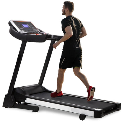 Banda de Alegart Electrica RunMax idealStore, Motor 3.5CP, 12 Programe de Antrenament, Functie FAT, Senzor Ritm Cardic pe Manere, Sistem de Inclinare in 3 Trepte, Viteza Max 18km/h, Capacitate Max 130Kg, Pliabila, Roti Pentru Transport