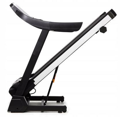 Banda de Alegart Electrica RunMax idealStore, Motor 3.5CP, 12 Programe de Antrenament, Functie FAT, Senzor Ritm Cardic pe Manere, Sistem de Inclinare in 3 Trepte, Viteza Max 18km/h, Capacitate Max 130Kg, Pliabila, Roti Pentru Transport